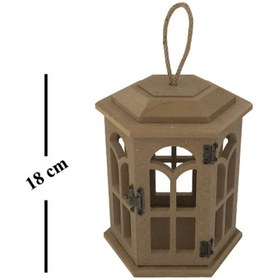 Resim S.tkoleksiyonhobiantikaahşap Boyanabilir Mdf Altıgen Ayaklı Dekoratif Fener, Şamdan , Mumluk 