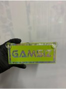 Resim Yeşil Renk Üzeri Hologram Renk Gamsız Yazılı Vantuzlu Cam Süsü 