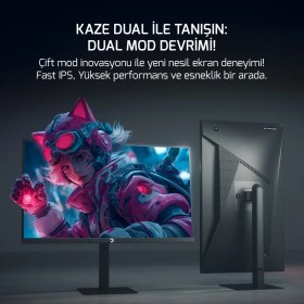 Resim Gamepower Kaze Dual 27″ 0.5ms 4K 160Hz - Fhd 320Hz Fast IPS Pivot Dual Mod Gaming Monitör (Sıfır Ölü Piksel Garantili) 