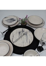 Resim Anka 24 Parça 6 Kişilik Yemek Takımı-desenli Siyah 