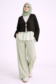 Resim CNG MODA Önü Bağlamalı 2 Bağcıklı Modern Tesettür Kimono Gömlek 