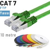 Resim IRENIS Yeşil Cat7 Yassı Ftp Ethernet Network Kablosu 10 m 