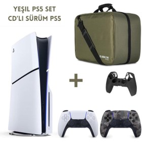 Resim Sony Playstation 5 CD Versiyon (Slim) + Kamuflaj Dualsense + Yeşil Çanta (Kılıf Hediyeli) 