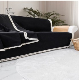 Resim Dnc Home Tekstil Ndchome Premium Keten Siyah Ponponlu Koltuk Örtüsü 170 X 220 