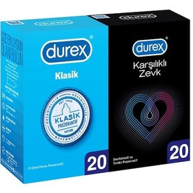 Resim Durex Klasik Prezervatif 20'li + Karşılıklı Zevk Prezervatif 20'li 