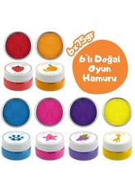 Resim 6'lı Doğal Oyun Hamuru 6 75gr - Kırmızı, Turuncu, Mavi, Pembe, Mor, Sarı Çok Renkli 
