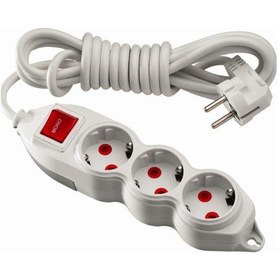 Resim Mono Orion 3'lü Anahtarlı Topraklı Grup Priz 5 Metre (3x1) Beyaz 