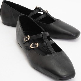 Resim Luvi Shoes Starlıng Siyah Cilt Hakiki Deri Kadın Babet Ayakkabı Siyah Cilt 