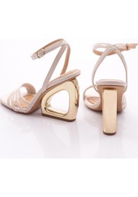 Resim Dgn 2437 Kadin Bilekten Bağlamali Topuklu Abiye Ayakkabi 2437-2219-R0152 Bej 