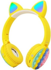 Resim PSR Aksesuar CXT-950 Bluetooth Kulaklık | RGB LED Işıklı Kedi Kulağı Tasarım, Pop It Kulaklık Yüzeyi, Katlanabilir ve Ayarlanabilir Kablosuz Kulak Üstü Kulaklık (Sarı) 