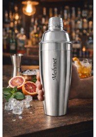 Resim Kişiye İsme Özel Büyük Boy Shaker Kokteyl Hazırlama Kabı Kokteyl Karıştırıcı Full Çelik 750 Ml 