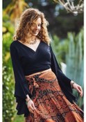 Resim İspanyol Kol Crop Bluz 
