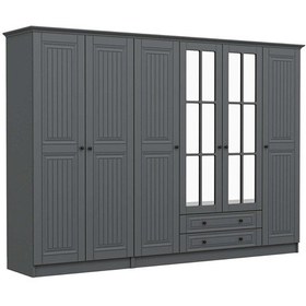 Resim Kale 6 Kapaklı 2ç Taçlı Dolap Mebran İlkbahar Antrasit 210cm Antrasit 