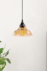 Resim Lambadar Special Model Tekli Siyah Modern Bal Camlı Sarkıt Avize Siyah Tek Ebat 3507-1Blkgoldcam 