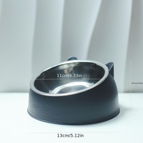 Resim 1 adet Paslanmaz Çelik Kedi Kasesi, 15° Eğimli Dökülme Önleyici Tasarım - Kolay Temizlik, Ergonomik Tutma Kolu ile Tüm Gün Besleme ve Bakım için Dayanıklı Plastik Kedi Yemi ve Su Kasesi, Kedi Yemi ve Su Kasesi, Şık Evcil Hayvan Aksesuarı, Kolay Temizlik Malzemesi 
