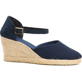 Resim Star Tombis Elişi Lacivert Kadın Dolgu Topuk Espadril Handmade 