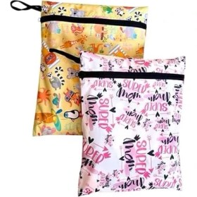 Resim Yorni 2 Adet, 37 x 30 Cm, Mom ve Summer Desen, Sıvı Geçirmeyen Çok Amaçlı Çanta, Ekonomik Set, Yıkanabilir 