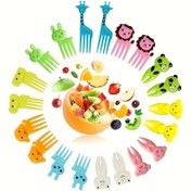 Resim 50 Adet Sevimli Hayvan Desenli Meyve Çatalı - Zürafa, Köpek ve Kedi Tasarımlı Bento Çubukları, Bento Süsleme, Tatlı Çatalları İçin Uygun, Yaratıcı ve Özgün Meyve Çatalı 