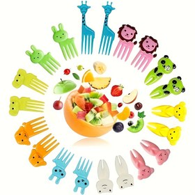 Resim 50 Adet Sevimli Hayvan Desenli Meyve Çatalı - Zürafa, Köpek ve Kedi Tasarımlı Bento Çubukları, Bento Süsleme, Tatlı Çatalları İçin Uygun, Yaratıcı ve Özgün Meyve Çatalı 