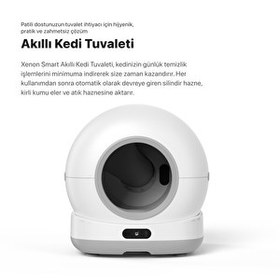 Resim Xenon Smart Akıllı Kamerasız Kedi Tuvaleti Çelik Kaseli 5 LT Mama Kabı Akıllı Su Pınarı ve Filtre 4'lü Pet Seti 