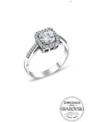 Resim Gümüş Swarovski Taşlı Pırlanta Modeli Kare Yüzük 