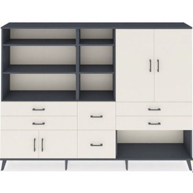 Resim Arges Dolap 10 Raflı 6 Çekmeceli 4 Kapaklı 220x30x163 Antrasit-ay Antrasit-aytaşı 