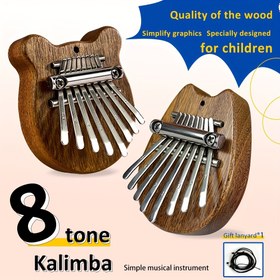 Resim 8 Tuşlu Mini Kalimba Zarif Parmak Başparmak Piyano Marimba Müzik Aksesuarı Kolye Noel Şükran Günü Hediyesi 
