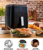 Resim TEFAL Easy Yağsız Fritöz Airfryer 6,5 Litre Aile Boyu Kapasite Hava Ile Kızartma & Izgara & Buharlı 
