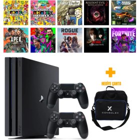 Resim Sony PlayStation 4 Pro 1TB + 10 Dijital Oyun + Çift Kol + ConsoleX Çanta (Yenilenmiş) 