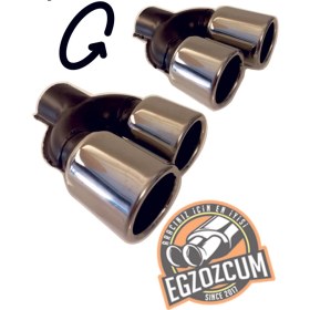 Resim 76 mm Krom Düz Yuvarlak Ileri Geri Çift Çıkış Uyumlu Paslanmaz Sessiz Egzoz Ucu 2 Adet 