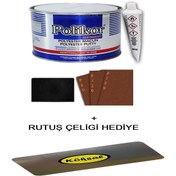 Resim Polikor Polyester Çelik Macun 450 gr Set 3 Adet Zımpara Ve 1 Adet Macun Çeliği 