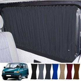 Resim Oto Pandami Volkswagen T4 - Transporter / Caravelle Uzun Şase 1990-2003 Uyumlu Füme Raylı Oto Perde Takımı 