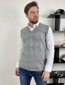 Resim Stil' Goroda Büyük Beden Örgü Yelek 95442897 Açık Gri 