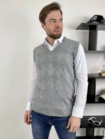 Resim Stil' Goroda Büyük Beden Örgü Yelek 95442897 Açık Gri 