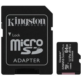 Resim Kingston SDCS2-64GB 64GB micSDXC Canvas Select Plus 100R A1 C10 Card + ADP Hafıza Kartı 