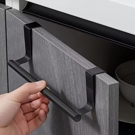 Resim Çağdaş Kapı Üstü Metal Kancalar, Kolay Kurulum Paslanmaz Çelik Havlu Askısı, Mutfak ve Banyo Dolapları İçin Yerden Tasarruf Sağlayan Düzenleyici, Matkapsız Kapı Montajı ile 
