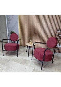 Resim Azra Mobilya Venüs 2 Berjer Set İskandinav Keten Berjer - Büro - Ofis Koltuğu - Ofis Mobilyası -bekleme Salonu Bordo 