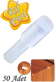 Resim GLASWEN Raf Pimi Plastik Başlı Cam Tutucu Çivisi Mobilya Dolap Pimi Şeffaf (50 Adet) 