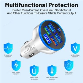 Resim 4 Portlu USB-C PD 250W Hızlı Araba Şarj Cihazı LED Ekranlı - for iPhone, for Samsung, Huawei, Xiaomi ve Daha Fazlası İçin Hızlı Şarj - Kompakt, Çoklu Cihaz Senkronizasyonu ve Şarj Adaptörü, Araba Şarj Adaptörü 