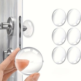 Resim 6 Adet Şeffaf Kendinden Yapışkanlı Kapı Durdurucu Duvar Koruyucuları - Darbe Emici, Gürültü Azaltıcı, Ev ve Ofis Kullanımı İçin Kolay Kurulum, Yeniden Kullanılabilir Plastik Tasarım 