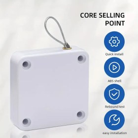 Resim 1 adet Yükseltilmiş Gözeneksiz 1000g Otomatik Kapı Kapatıcı, Fırtına Kapı Kapatıcı, Çelik Çekme Kordonlu Kayar Ekran Otomatik Kapı Kapatıcı, Banyo, Yatak Odası, Çalışma Odası vb. İçin Uygun 