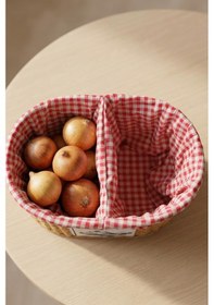 Resim Digithome Oval Rattan Hasır Patates Soğan Çift Bölmeli Sepet Düzenleyici Organizer -9t03 Kahverengi 