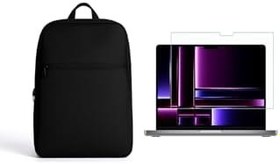Resim Macbook Air İle Uyumlu 13" M4 Siyah Notebook Laptop Sırt Çantası Ve Ekran Koruyucu,Siyah 