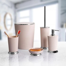 Resim Matmel Nely Krom Kaplama Banyo Çöp Kovası - Bej - 6 Lt 