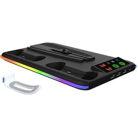 Resim Sones Ps5 Slim / Ps5 İplay Ha-8008 Soğutma Braketi Kulaklık Düzenleyici Tutma Tutucu Şarj Cihazı Siyah 