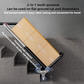 Resim Ağır Hizmet Tipi Katlanır El Arabası - 117,93 KG Taşıma Kapasitesi, Üçgen Tüm Arazi Lastikli Merdiven Çıkabilen Araba, Ayarlanabilir Sap ve Katlanabilir Metal Çerçeve ile Bagaj, Taşınma, Kamp, Ev Kullanımı için - Merdiven ve Zeminler için Taşınabilir Dolly 