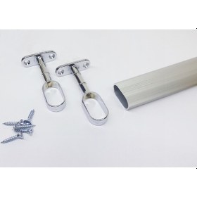 Resim Gardırop Elbise Askı Borusu Oval Alüminyum Boru 90 Cm Gümüş 