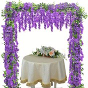 Resim Zaphyron 182.88cm Mor Wisteria Yapay Çiçek Çelengi - Dış Mekan Düğünleri, Bahçe Törenleri ve Tatil Süslemeleri için Zarif İpek Asılı Asma, Dış Mekan Düğün Dekoru|Yemyeşil Yığılan Asma|Canlı Mor Wisteria, Asılı Wisteria Çiçekleri 