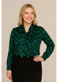 Resim Charm.clo Büyük Beden Şık Uzun Kollu Bluz 321440919 Yeşil 