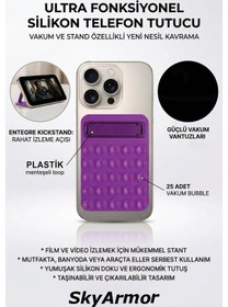 Resim Standlı Silikon Telefon Tutucu Aynaya Ve Cama Yapışan Vantuzlu Selfie Standı Sky165 Mor 